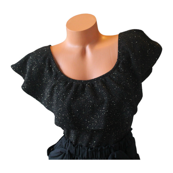 Charlotte Rouse Jumpsuit Size‎ Medium Woman's Holiday New Year's Black Sparkle - Picture 3 of 10